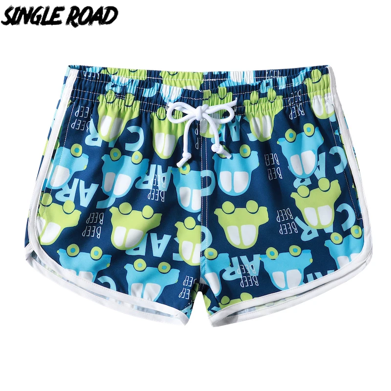 Однодорожные пляжные шорты для женщин 2021 летние с принтом пар мужские купальники
