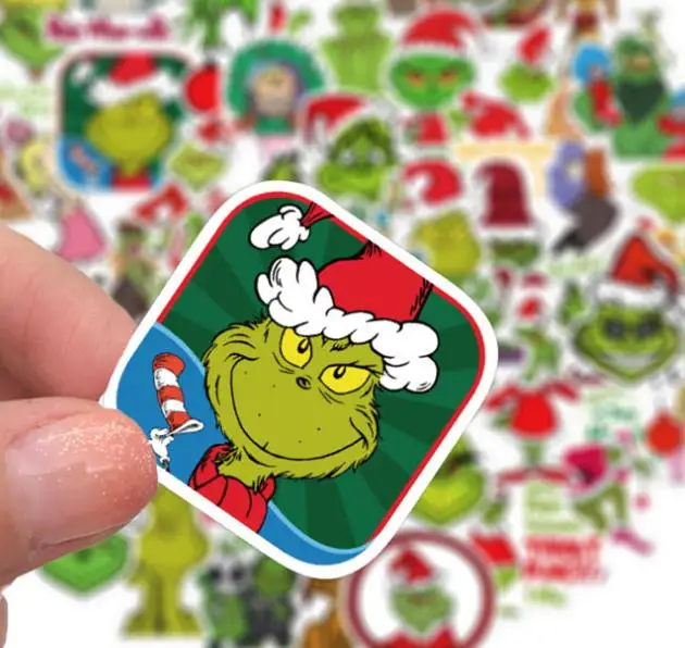 10/30/50pcs Anime Green Hairy Grinch Sticker Christmas Gift Laptop Mobile Decal Decor Geek Stickers Toys For Girls | Игрушки и хобби