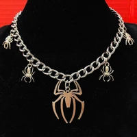 spider choker necklace spooky creepy mother babies spiders cuban curb chain insects choker men women unisex punk gothic jewelry