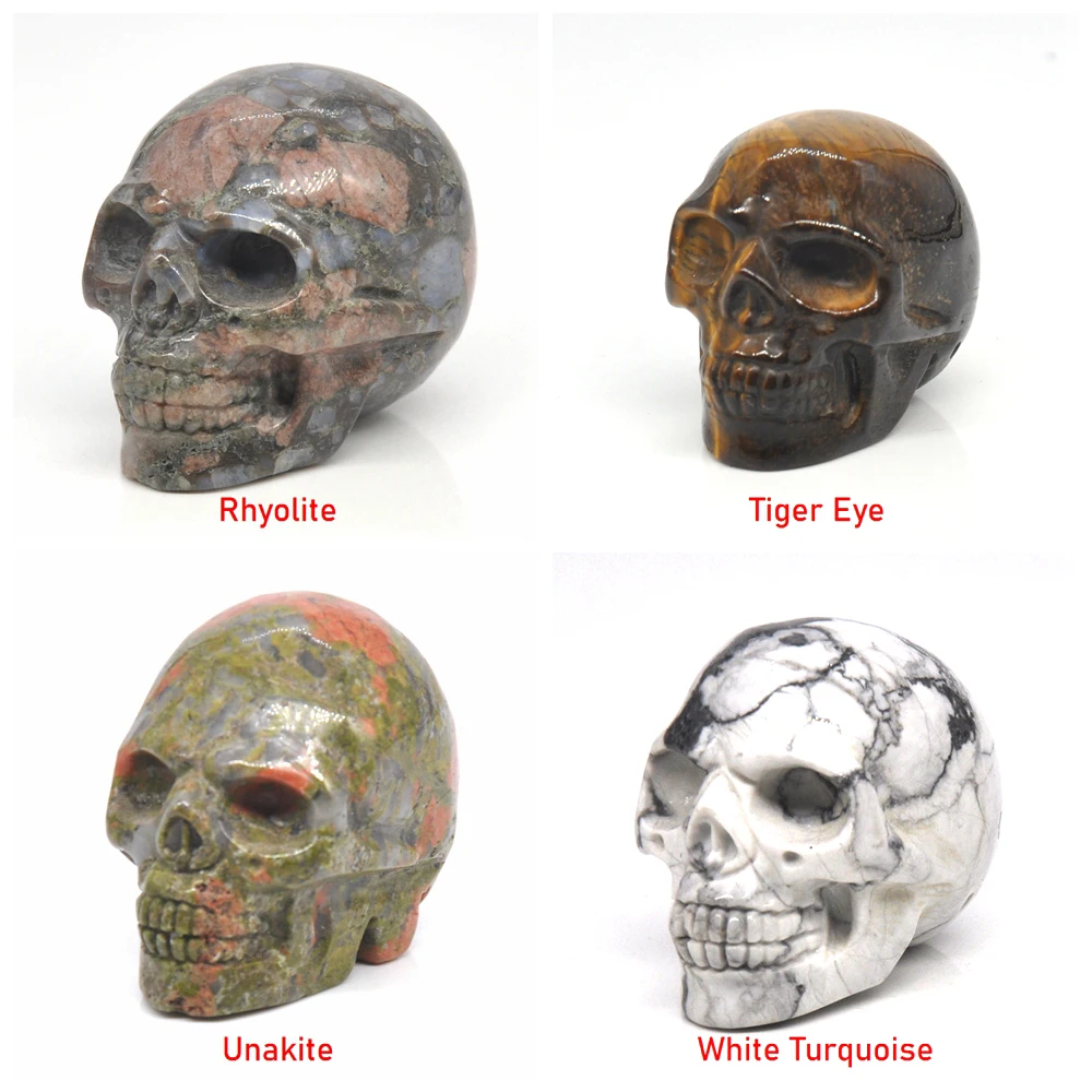 2&quot Skull Statue Natural Stones Carved Healing Crystals Ornament Reiki Witchcraft Supplies Gemstone Wicca Chakra Home Decoration | Дом и
