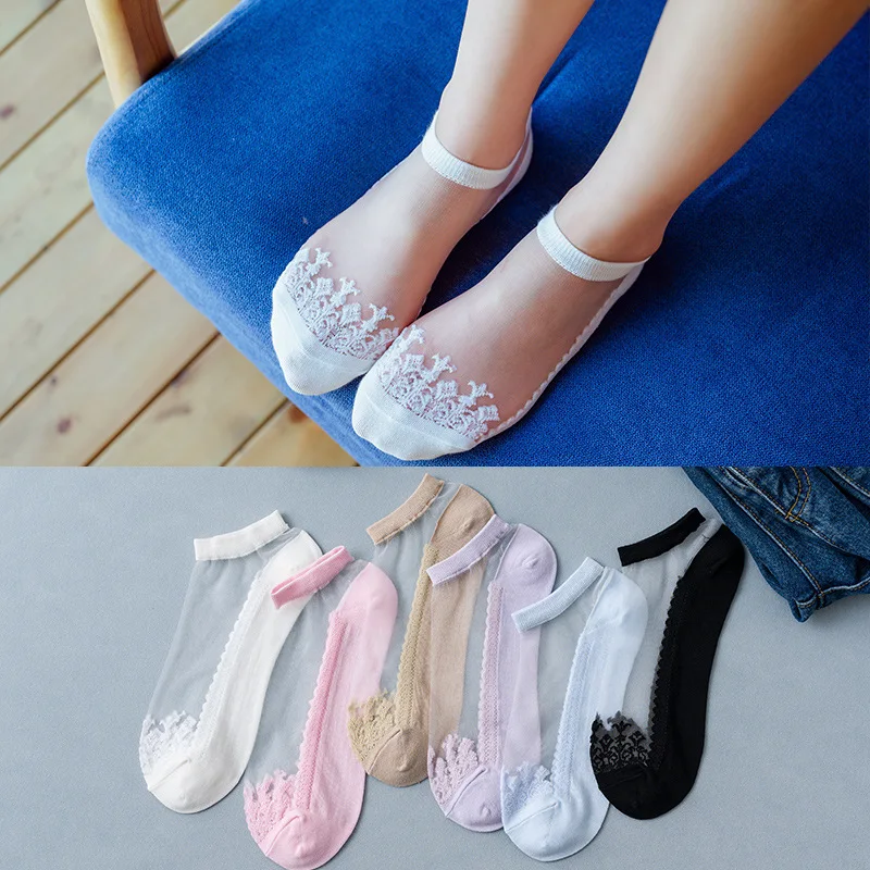 

New 10Pairs Summer Women Silk Stockings Thin Boat Socks Small Fresh Breathable Mesh Cotton Socks High Quality Wholesale