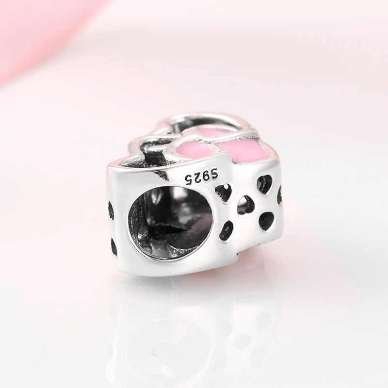 Женская подвеска с серебряным и розовым сердцем подходящая к оригинальному