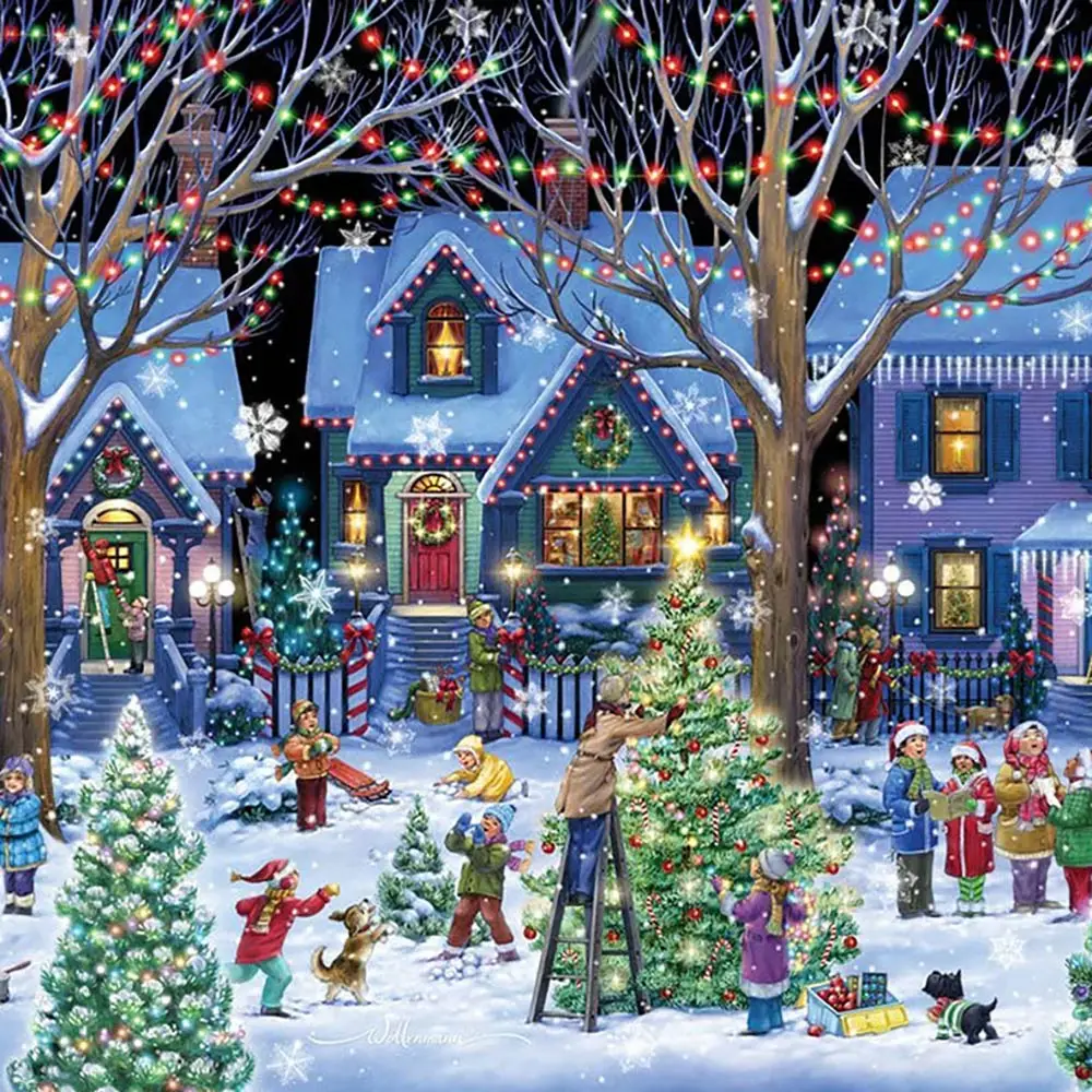 

1000 Pieces Puzzles Christmas Jigsaw Educational Decompression Puzzle Toy Game Paperboard Assembling Puzzles For Adults Kid