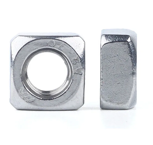 Hot sale 50Pcs DIN557 GB39 M3 M4 M5 M6 M8 304 Stainless Steel Square Nuts |