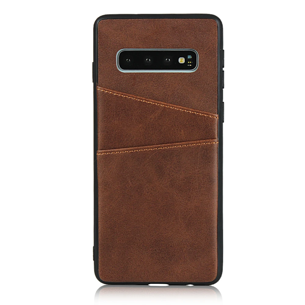 For Samsung Galaxy S10 J7 J5 2017 J730 J530 A70 A50 A30 A20e TPU PU Mobile Phone Shell Calf Grain Back Insert Card Single |