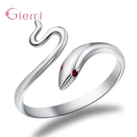 korean style 925 sterling silver snake adjustable statement rings for women girls party fashion jewelry wholesale