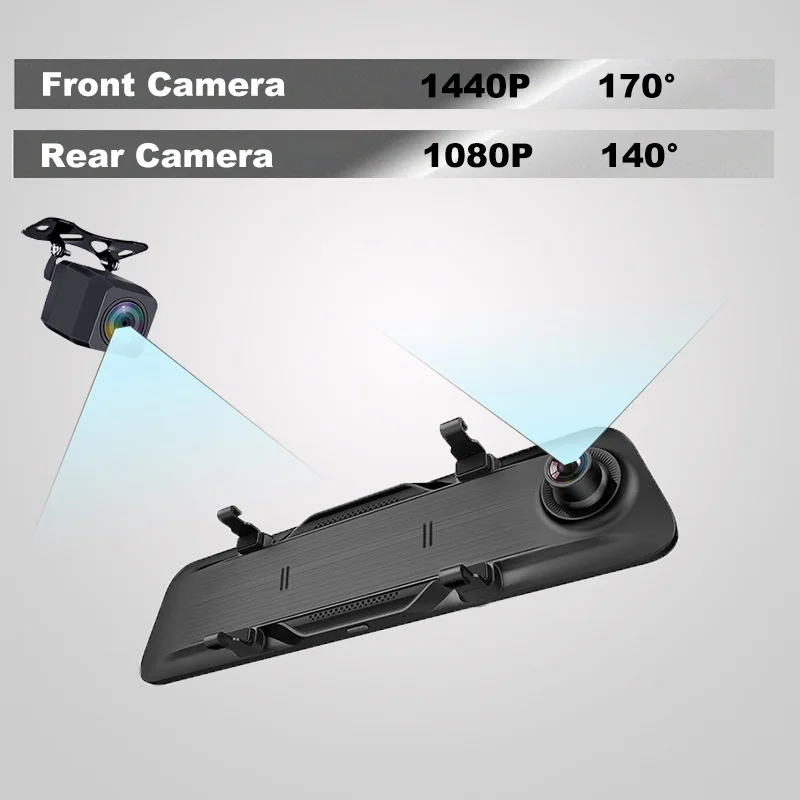 2020 D40 12-inch Streaming RearView Mirror GPS Car Dvr Camera Dashcam FHD Dual 2K Lens Driving Video Recorder Dash Cam 24H Park |