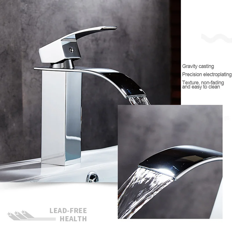 Смеситель с одним отверстием для горячей и холодной раковины креативный водопад