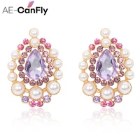 ae canfly design fashion jewelry colorful crystal water earrings for women luxury simple wedding party earrings jewelrygiry