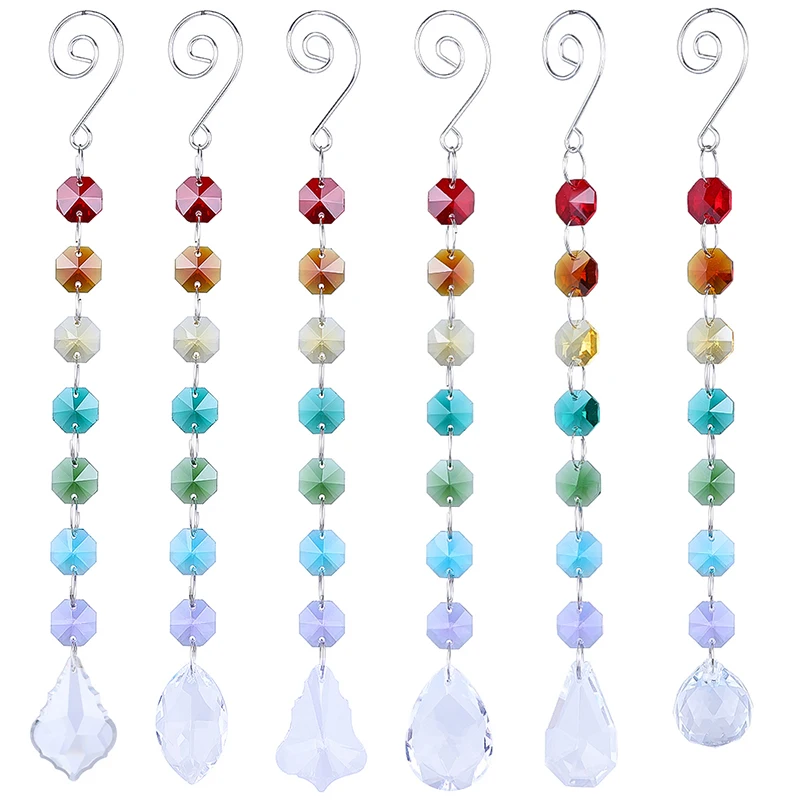 Camal 1 шт. хрустальные призмы с разноцветными восьмиугольными бусинами гирлянда