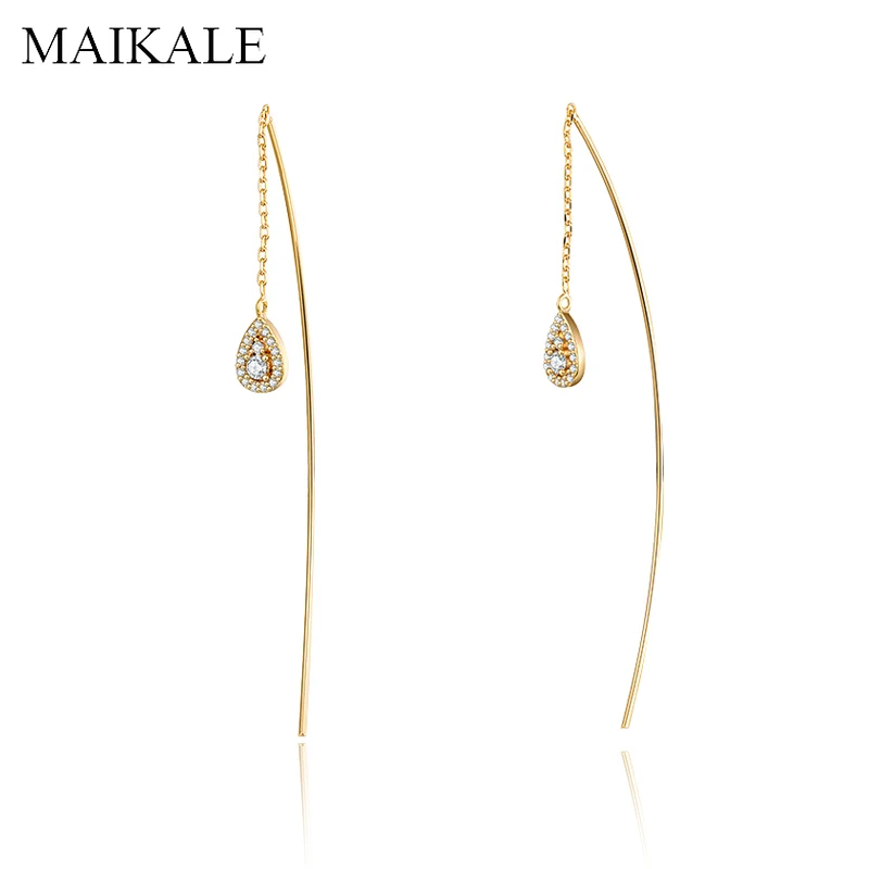 Женские длинные серьги кисточки MAIKALE золотистые/серебристые металлические с