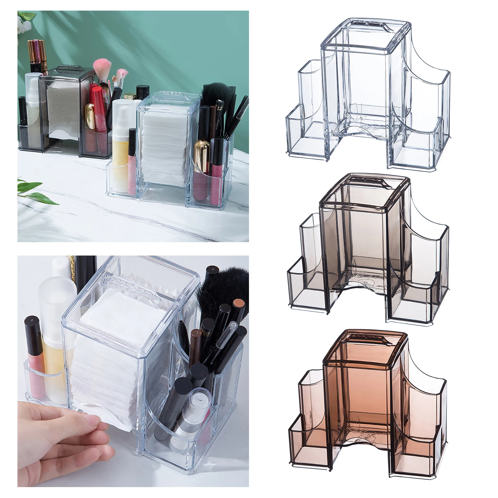

Cosmetics Organizer Waterproof for Cotton Pads Brush Countertop Bedroom