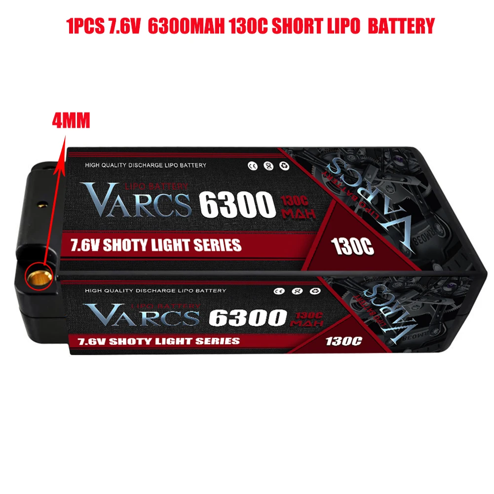 VARCS-bater&iacute;a Lipo 2S 7,6 V 6300mah 130C 260C 4mm 5mm Graphene Buggy todoterreno RC 1/10-2