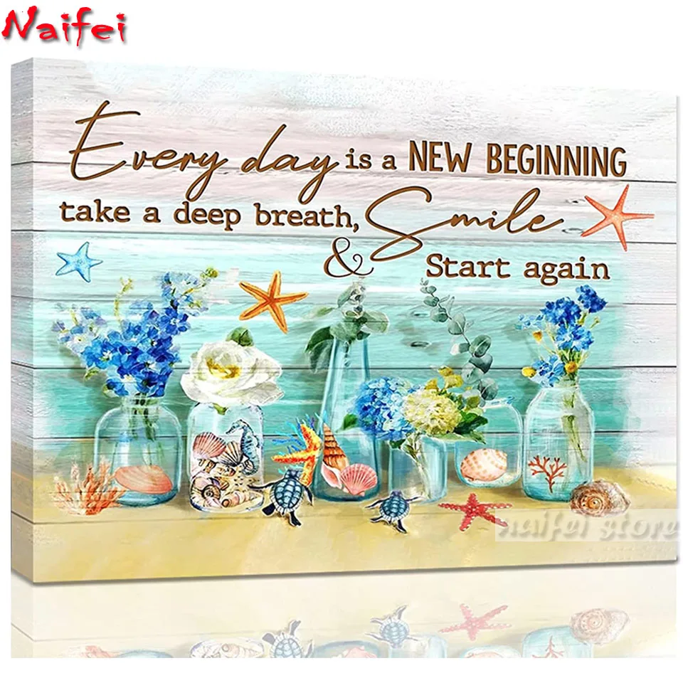 

Everyday Is A New Beginning 5d Diy Diamond Painting Sweet Letters Full Diamond Mosaic Embroidery Home Decor Valentines Day Gift