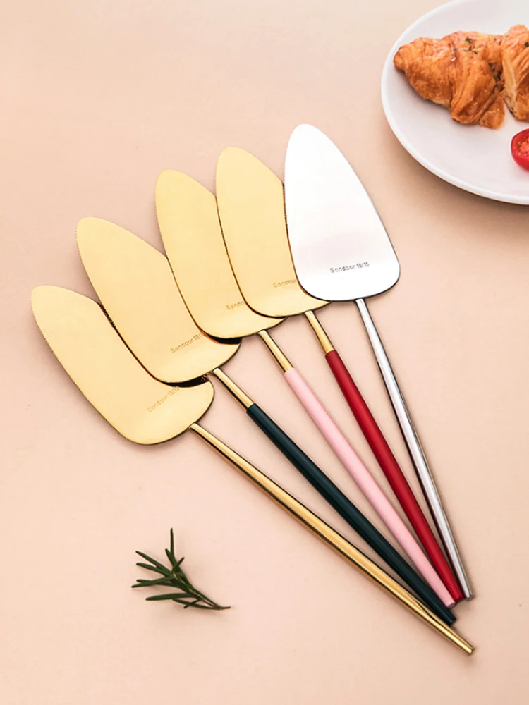 304 Stainless steel Cake Spatula Pizza Shovel Baking tools Long Handle Cake knife Cheese Divider Kitchen Tools Wholesale