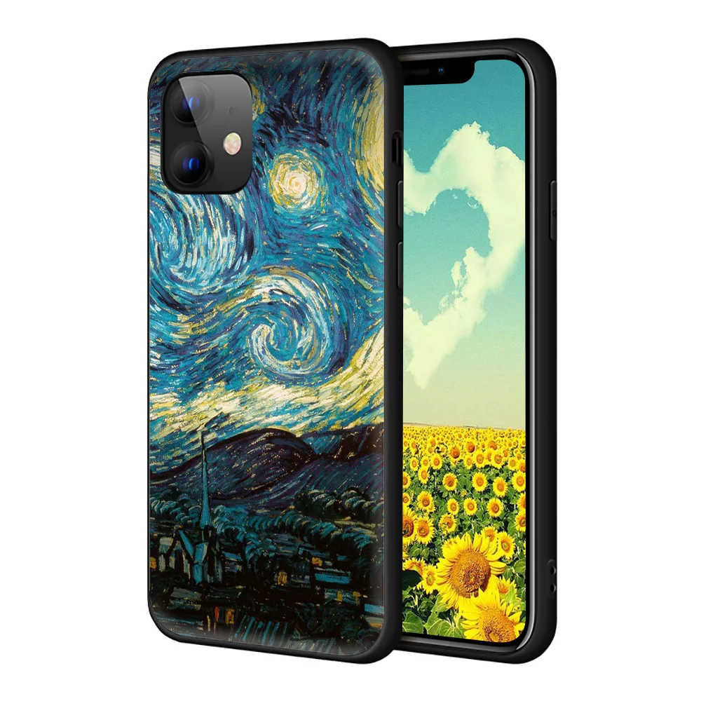 WEBBEDEPP Van Gogh мягкий силиконовый чехол с черепом Tardis для iPhone 12 Mini 11 Pro XS MAX XR X 8 7 6 6s 5 5s