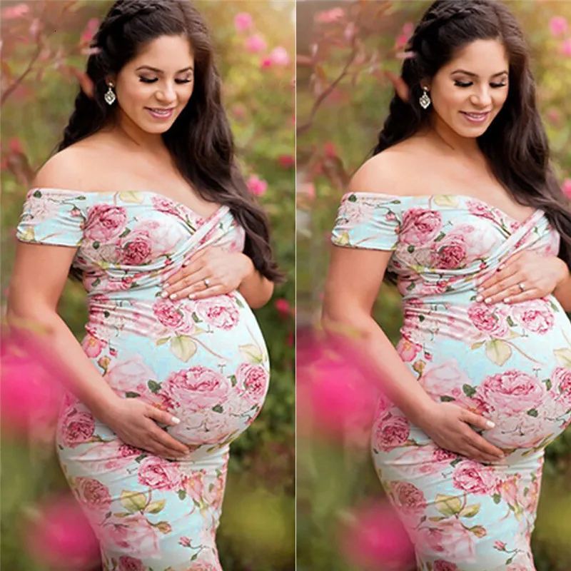 S-XXL платье для беременных женщин Макси фотосъемки Одежда Длинные платья розового