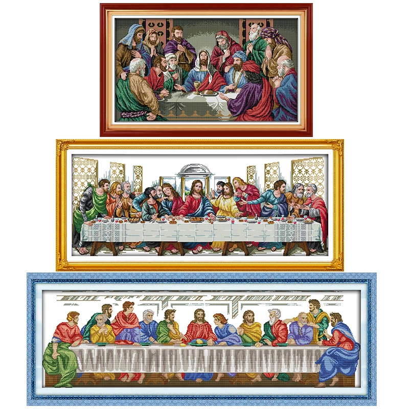 

Joy Sunday Last Supper Christian Painting Home Decor Counted Printed Cross Stitch DIY Kits 14CT DMC Embroidery Needlework Sets