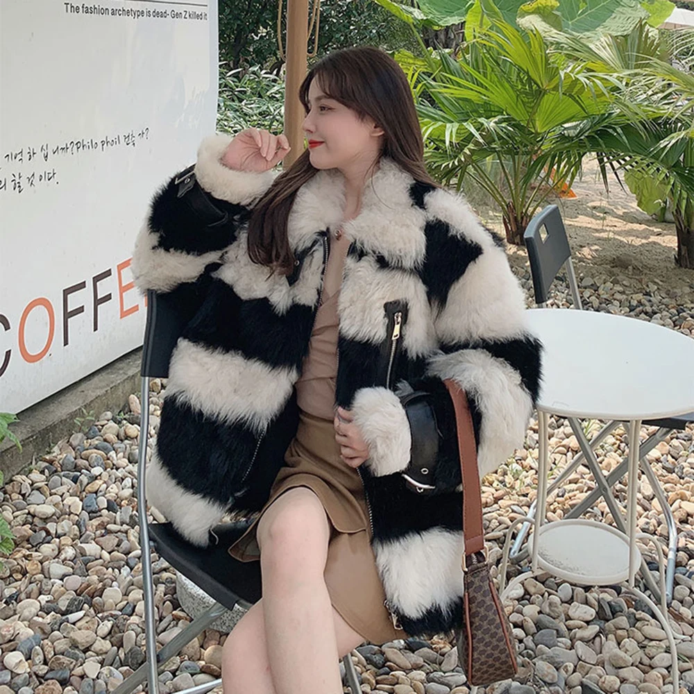 JAZZEVAR New Natural Sheepskin winter Jacket high fashion street Women Real Fur Outerwear Female Tuscany leather with fur coat