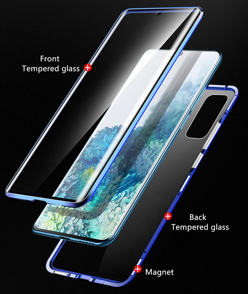 magnetic adsorption case for huawei p smart 2020 2021 360 full body protection double sided tempered glass cover free global shipping