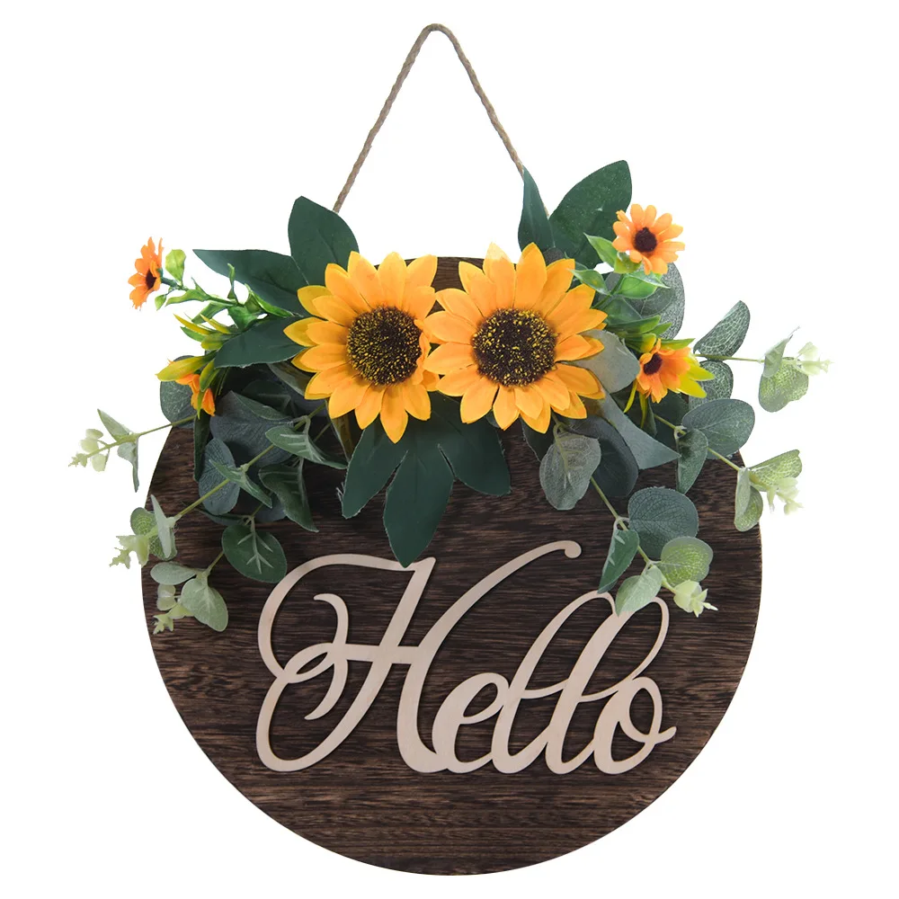 

Artificial sunflowers rose garland creative home decoration solid wood household pendant in front of your home welcome home