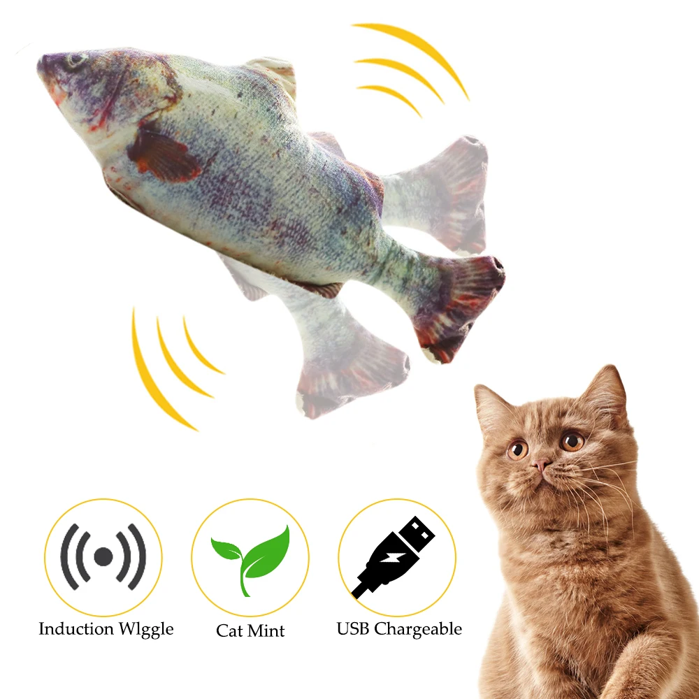 30 см электронный питомец кошка игрушка электрический USB зарядка имитация рыбы