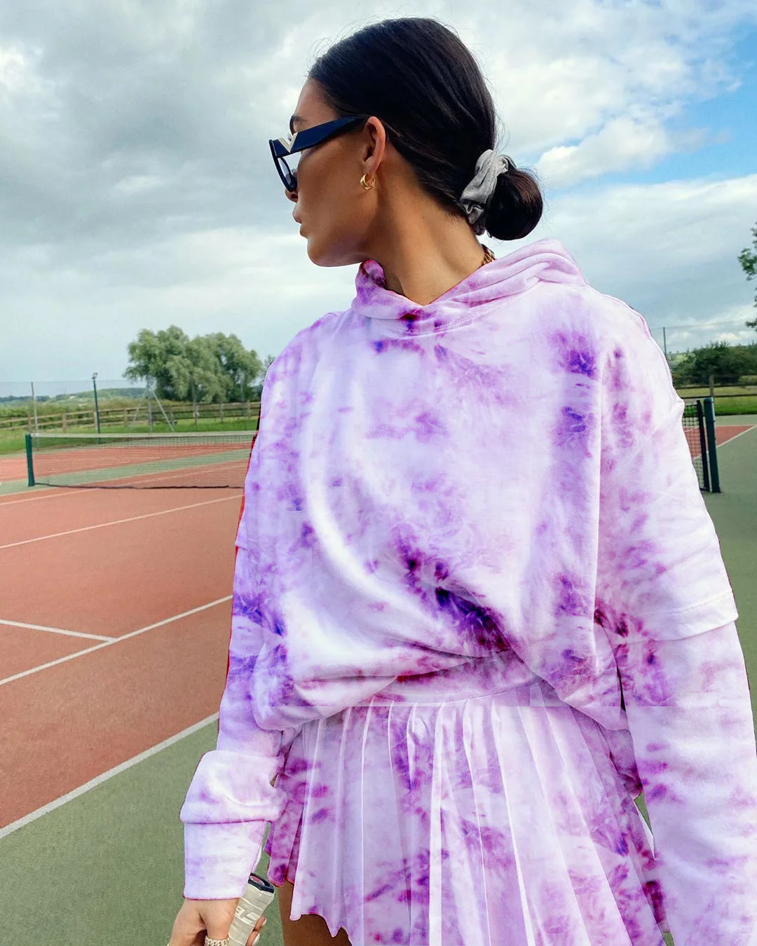 

Women Suit 2020 Fashion Tie Dye Long Sleeve Pullover Sweater + Pleated Skirt 2-piece Set Female Autumn Vintage Women Clothes Set