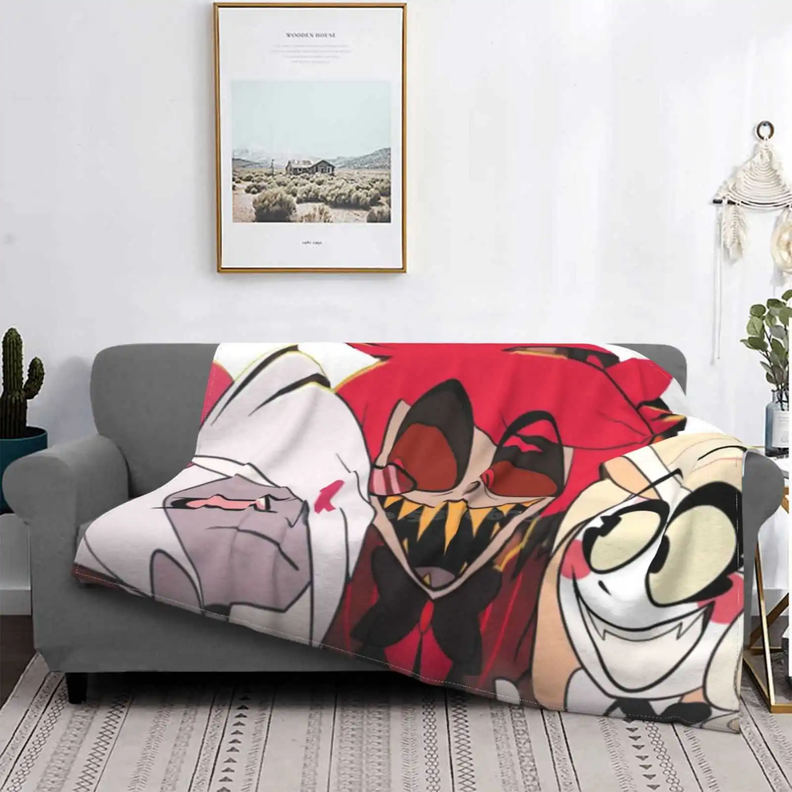 

- Vaggie Alastor Charlie Low Price New Print Novelty Fashion Soft Blanket Hazbin Alastor Love Charlie Angel Dust Devil Demon