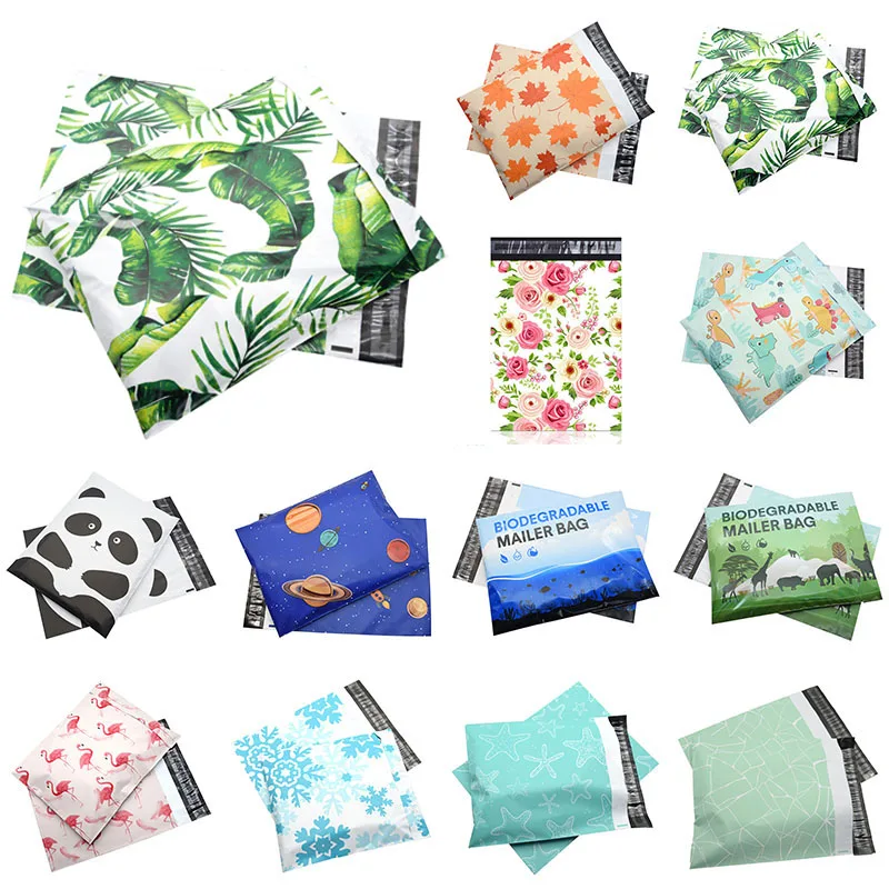 

100pcs 37*25.5cm Packaging Bag Flamingo Floral Leaf Courier Bag Poly Mailer Self Seal Plastic Mailing Express Storage Bag Custom
