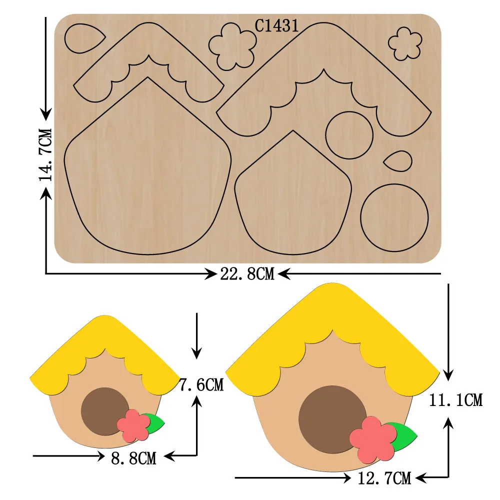 

New Flower, house Wooden die Scrapbooking C-1431 Cutting Dies Multiple sizes