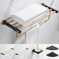 tuqiu brushed gold bathroom shelf marble towel racktowel hangerpaper holdertoilet brush holder bathroom accessories set