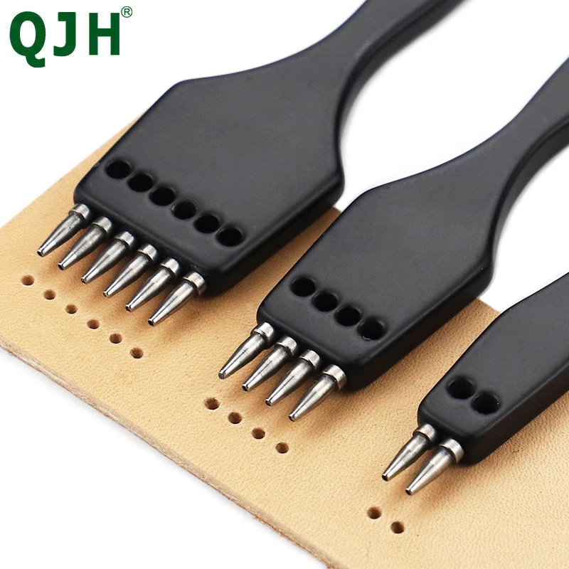 2/4/6 зубья кожаные дыропробивные дырочки Гвозди DIY черный ряд ручные