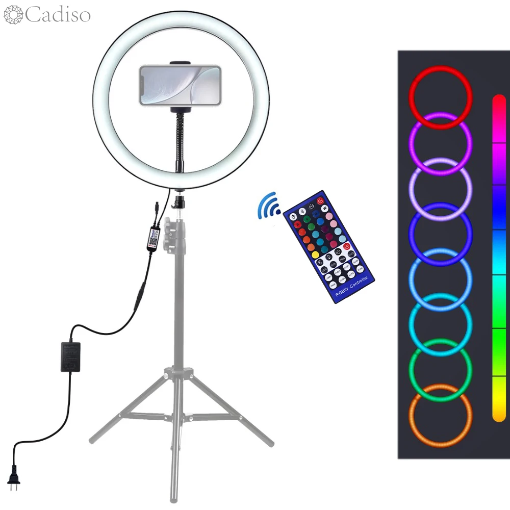 Cadiso фотография затемнения RGB Светодиодный светильник для селфи Студия фото кольцо лампа для телефона макияж с пультом дистанционного управления для фото YouTube видео