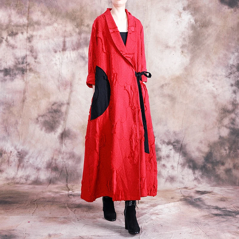 Женский винтажный Тренч Johnature Свободный Длинный плащ с отложным воротником и