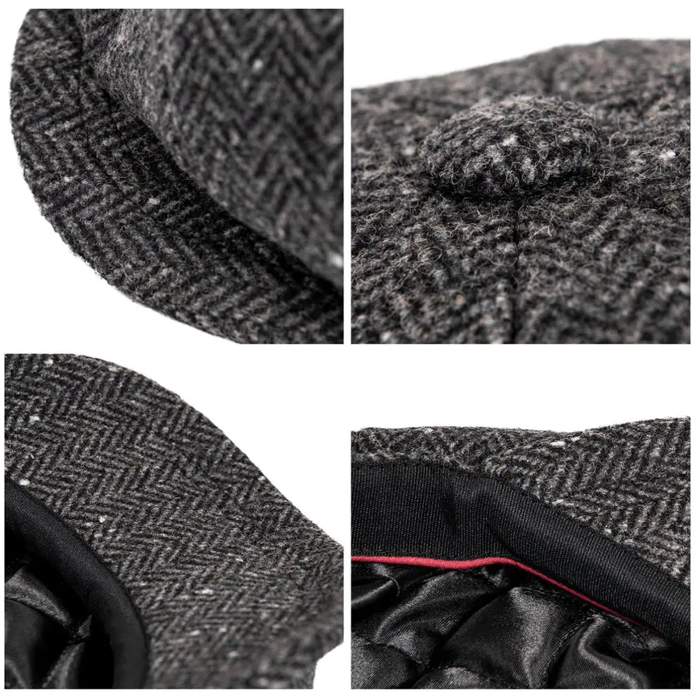 Твидовая Кепка для газетчика BOTVELA в елочку мужчин и женщин ретро Панама белый