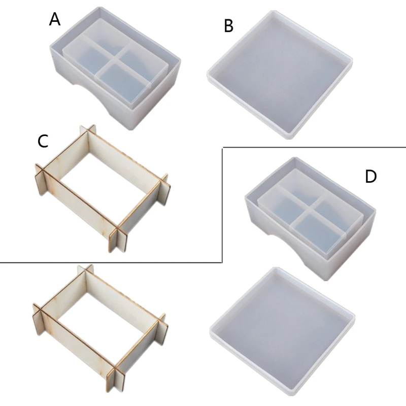 

DIY Sqaure Coaster Box Molds Coaster Display Stand Resin Casting Mold Hold Up to 4 Coaster with Holder Epoxy Resin Mould