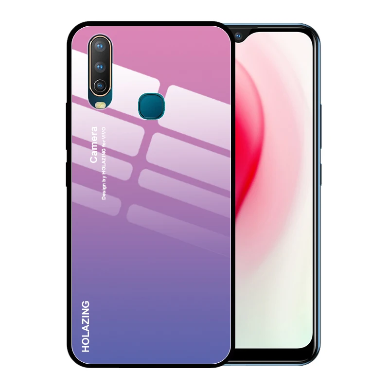 Чехол из закаленного стекла с градиентом и кристаллами для VIVO Y15 Y17 Y12 U3X U10 Y93 Y85 Y81 Y71