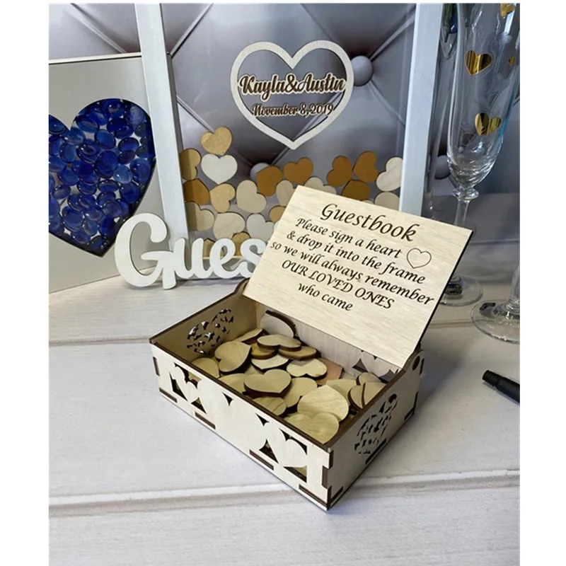 Персонализированная прозрачная рамка с именем сердца книга посетителей