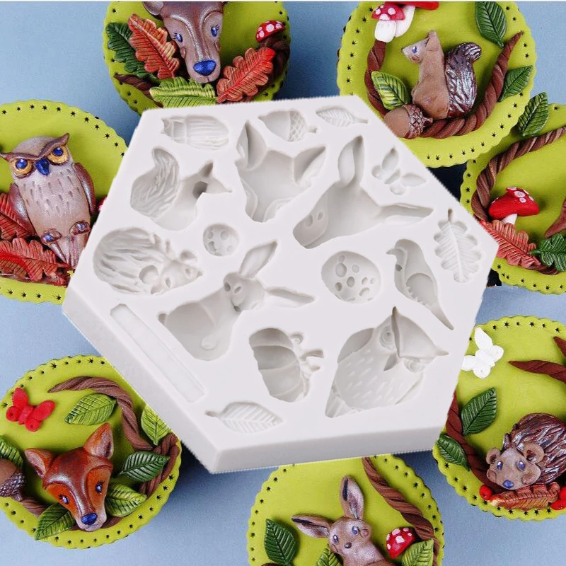 3D лесная форма для животных силиконовая украшения торта формы помадки