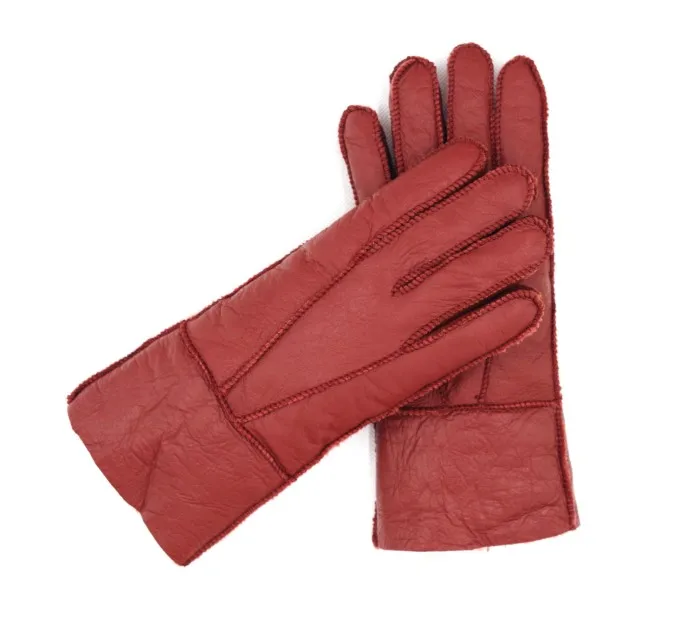 Женские зимние перчатки из натуральной овчины теплые и кашемира с мехом