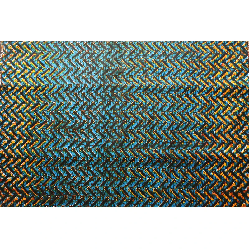

2019 New African Fabric Guarantee Pure Cotton Blue And Yellow Print Fabric For Party Dress Wax