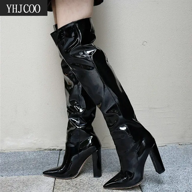 Пикантные Сапоги выше колена на высоком каблуке Теплые зимние сапоги Роскошные