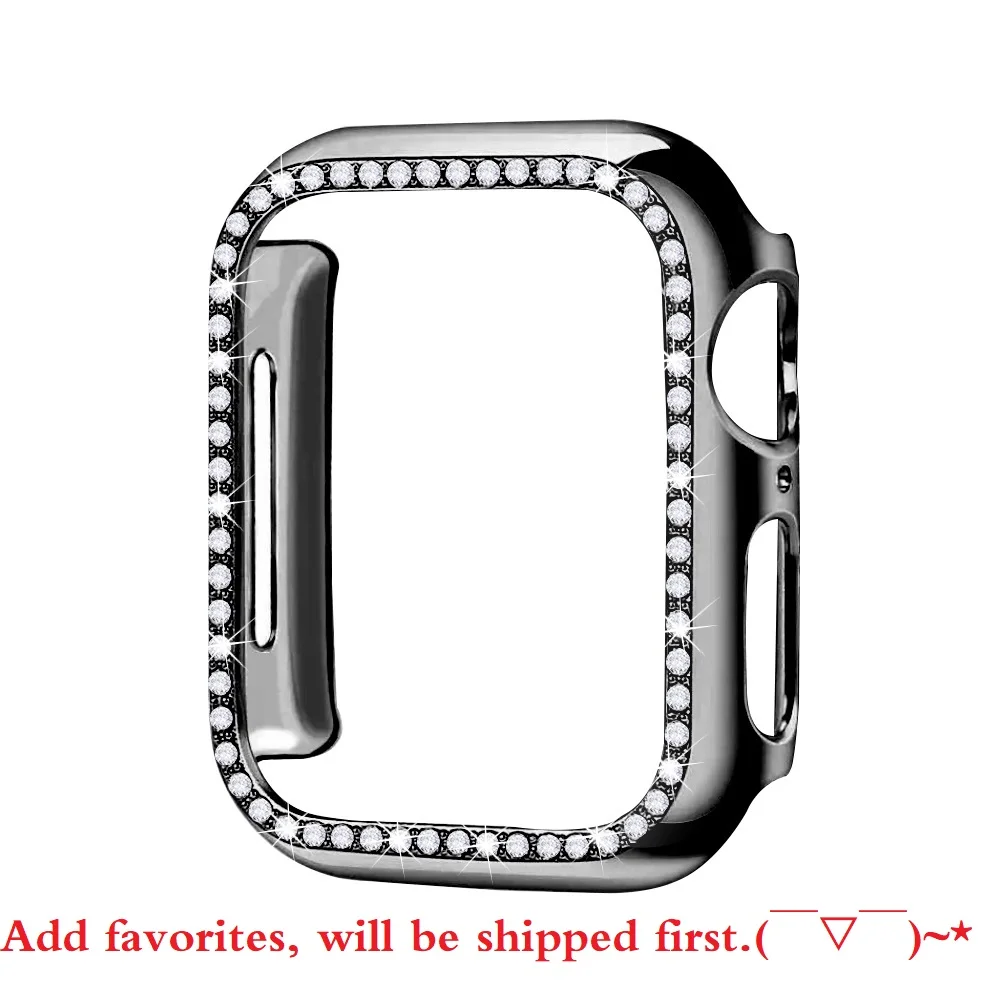 Black Чехол-бампер с алмазами защитный чехол для Apple Watch Cover Series 5 4 3 2 1 38 мм 42 мм чехол s для Iwatch 5 4 40 мм 44 мм аксессуары для часов - Цвет: Black