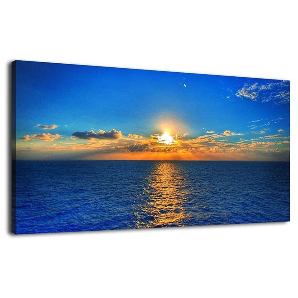 

Большая алмазная живопись 5d «сделай сам», вышивка крестиком, мозаика с изображением океана, волн, синего неба, заката, пейзажа, вышивка крест...