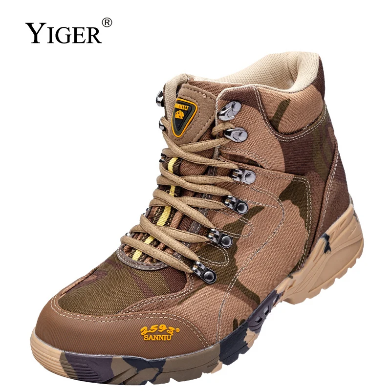 

YIGER Snow Boots Men's Outdoor Non-slip boots Thickened and fleece military boots Man Casual Anti-skid to keep warm in winter