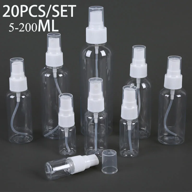 20pcs 5/10/20/60ml Spray bottle Clear plastic Bottles Empty Perfume Vail for Travel Container Cosmetics makeup Refillable Mist