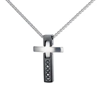 punk black zircon stainless steel cross pendants men necklaces fashion neck chain hip hop jewelry accessories necklace wholesale