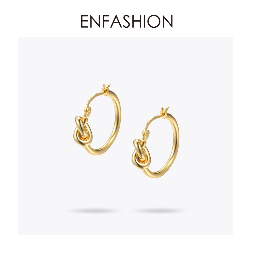 Enfashion, классические серьги-кольца с узлом, серьги золотистого цвета, круглые серьги для женщин, ювелирные изделия oorbellen ohringe
