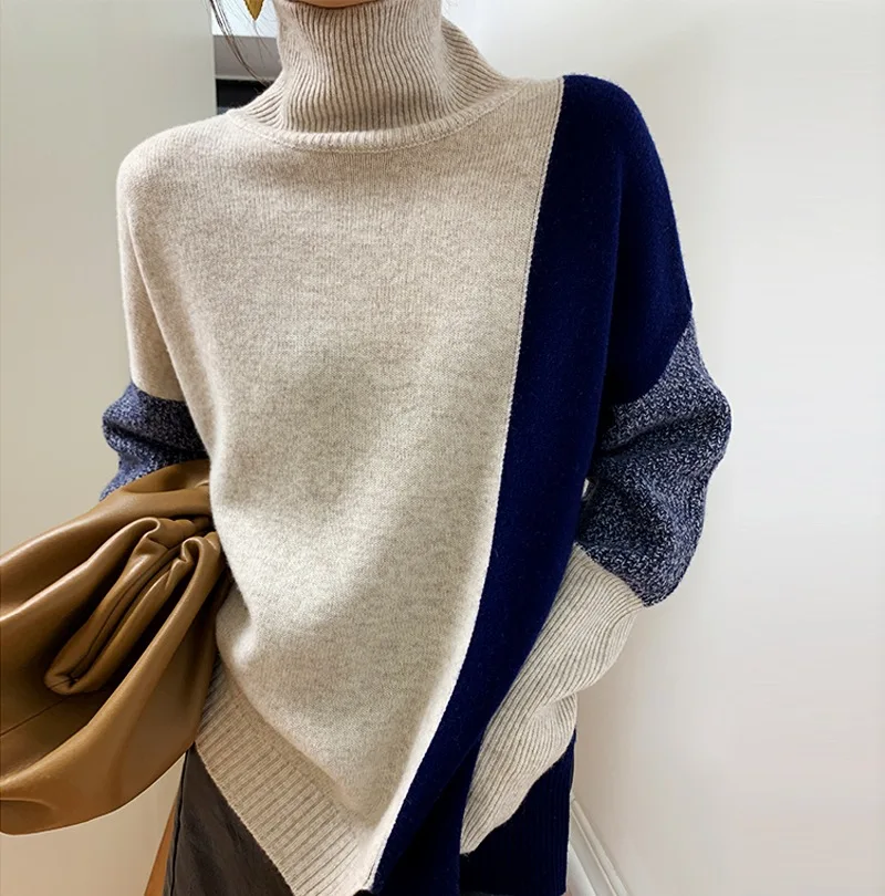 

Turtleneck bump color sweater female loose autumn winter new fund languorous lazy knit sweater bottom unlined upper garment fema