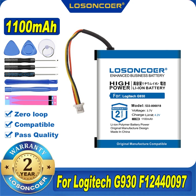 1100mAh 533-000018 F12440097 L-LY11 Аккумулятор для Logitech G930 игровая гарнитура 533-000074 F540 MX Revolution |